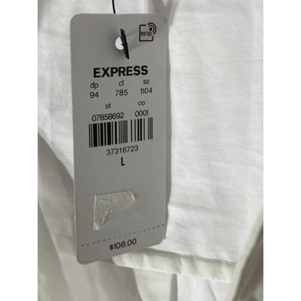 Express Women's White Solid Button-Up Long Sleeve… - image 7